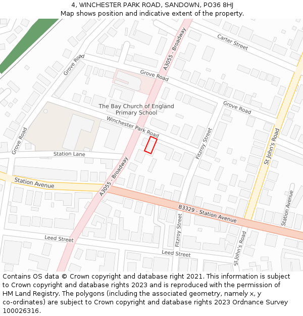 4, WINCHESTER PARK ROAD, SANDOWN, PO36 8HJ: Location map and indicative extent of plot