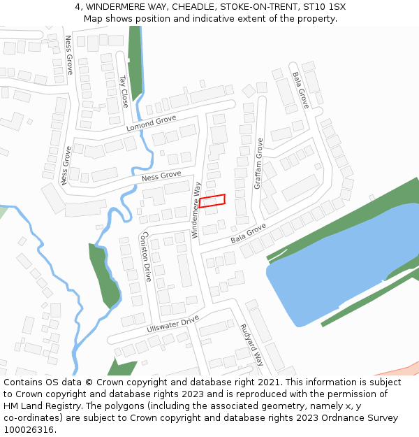 4, WINDERMERE WAY, CHEADLE, STOKE-ON-TRENT, ST10 1SX: Location map and indicative extent of plot