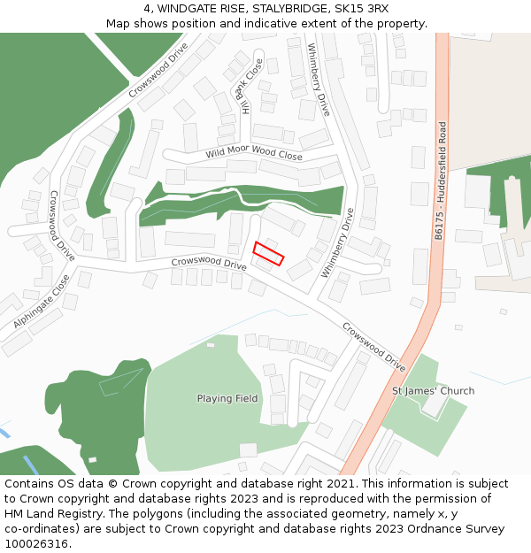 4, WINDGATE RISE, STALYBRIDGE, SK15 3RX: Location map and indicative extent of plot