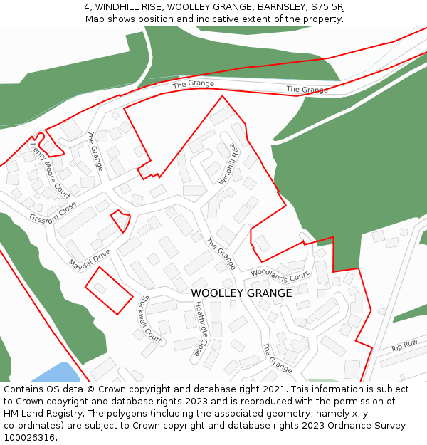 4, WINDHILL RISE, WOOLLEY GRANGE, BARNSLEY, S75 5RJ: Location map and indicative extent of plot