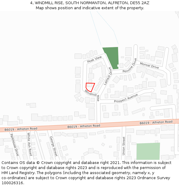 4, WINDMILL RISE, SOUTH NORMANTON, ALFRETON, DE55 2AZ: Location map and indicative extent of plot