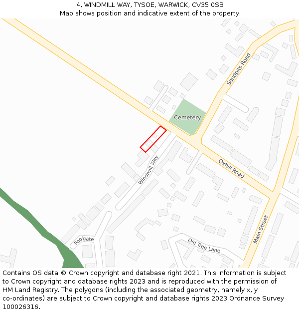 4, WINDMILL WAY, TYSOE, WARWICK, CV35 0SB: Location map and indicative extent of plot