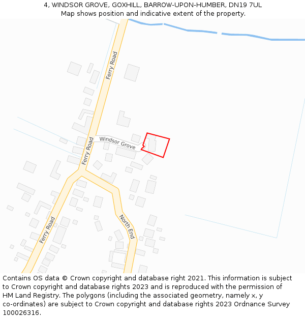 4, WINDSOR GROVE, GOXHILL, BARROW-UPON-HUMBER, DN19 7UL: Location map and indicative extent of plot