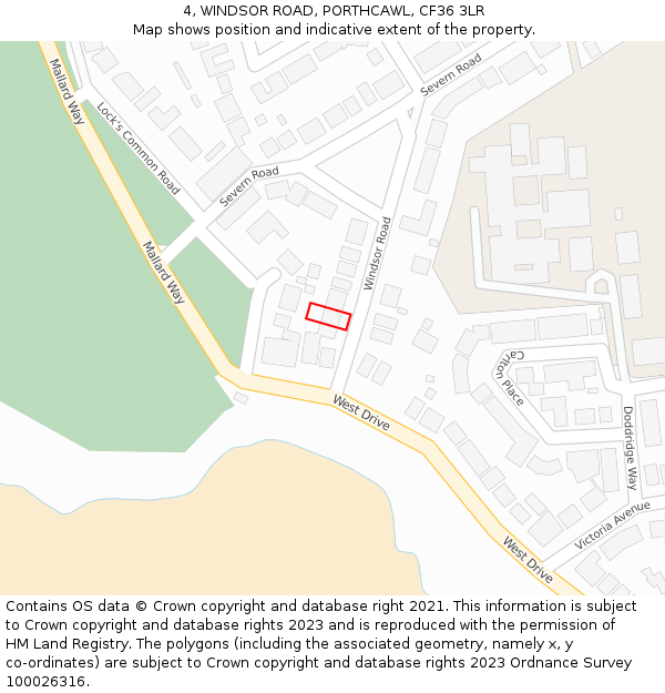 4, WINDSOR ROAD, PORTHCAWL, CF36 3LR: Location map and indicative extent of plot