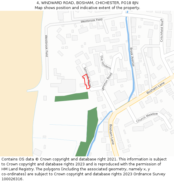 4, WINDWARD ROAD, BOSHAM, CHICHESTER, PO18 8JN: Location map and indicative extent of plot