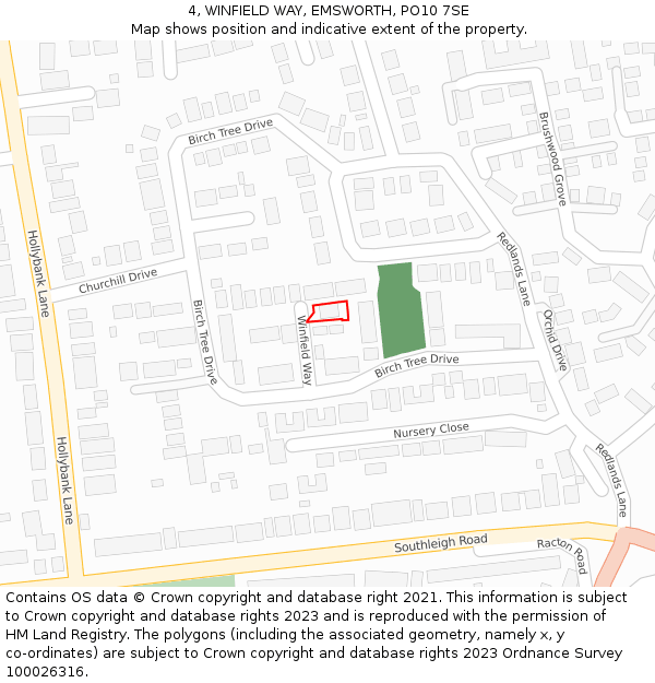 4, WINFIELD WAY, EMSWORTH, PO10 7SE: Location map and indicative extent of plot