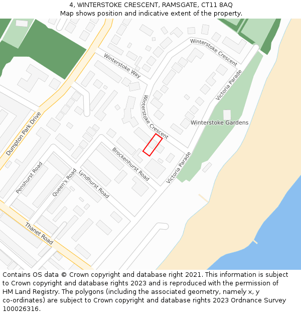 4, WINTERSTOKE CRESCENT, RAMSGATE, CT11 8AQ: Location map and indicative extent of plot
