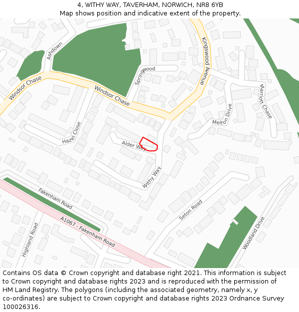 4, WITHY WAY, TAVERHAM, NORWICH, NR8 6YB: Location map and indicative extent of plot