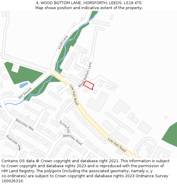 4, WOOD BOTTOM LANE, HORSFORTH, LEEDS, LS18 4TS: Location map and indicative extent of plot