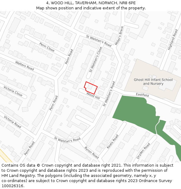 4, WOOD HILL, TAVERHAM, NORWICH, NR8 6PE: Location map and indicative extent of plot