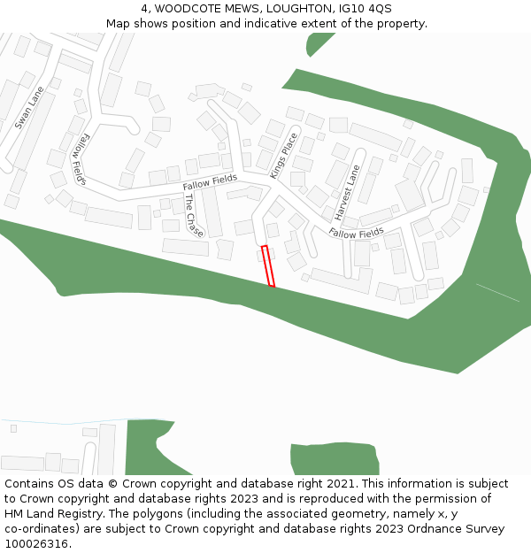 4, WOODCOTE MEWS, LOUGHTON, IG10 4QS: Location map and indicative extent of plot