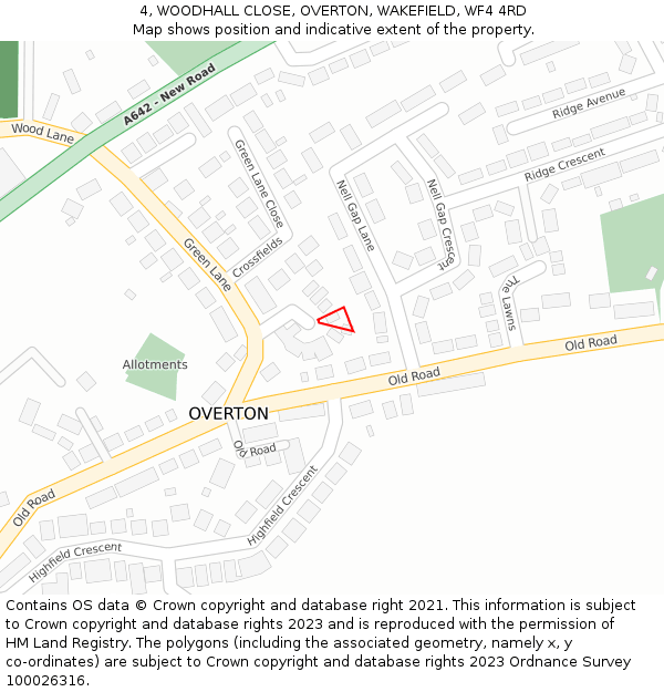 4, WOODHALL CLOSE, OVERTON, WAKEFIELD, WF4 4RD: Location map and indicative extent of plot