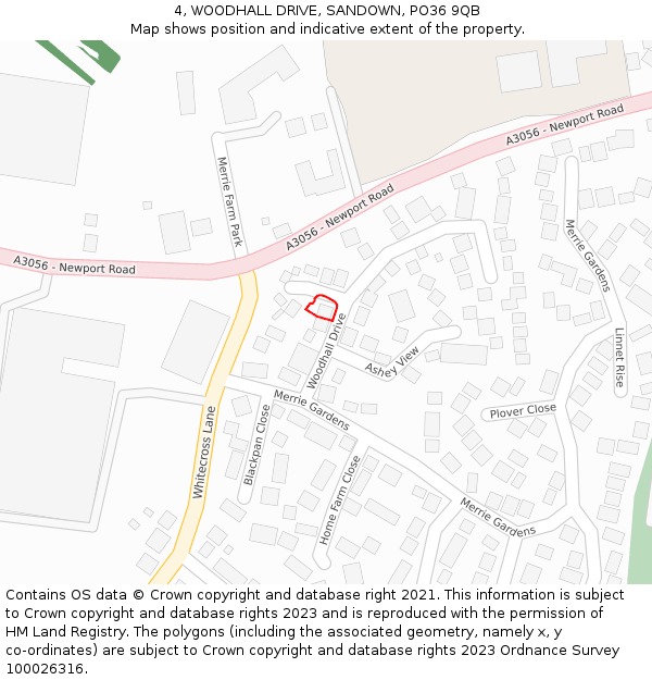 4, WOODHALL DRIVE, SANDOWN, PO36 9QB: Location map and indicative extent of plot