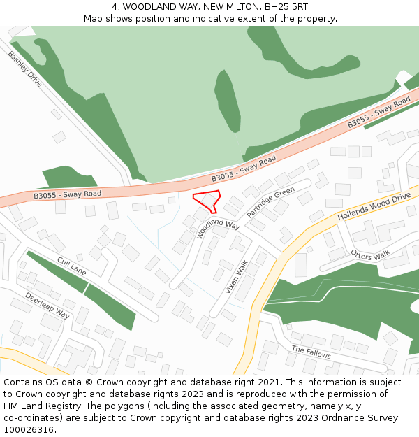 4, WOODLAND WAY, NEW MILTON, BH25 5RT: Location map and indicative extent of plot