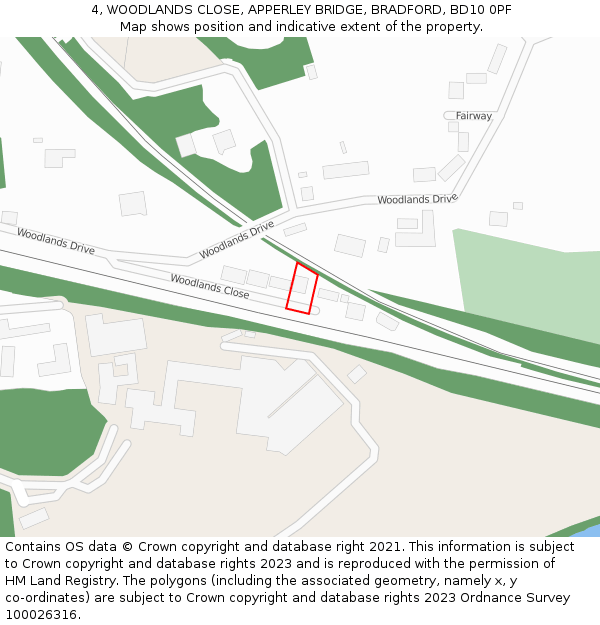 4, WOODLANDS CLOSE, APPERLEY BRIDGE, BRADFORD, BD10 0PF: Location map and indicative extent of plot