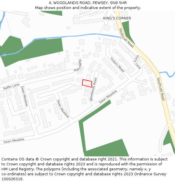 4, WOODLANDS ROAD, PEWSEY, SN9 5HR: Location map and indicative extent of plot