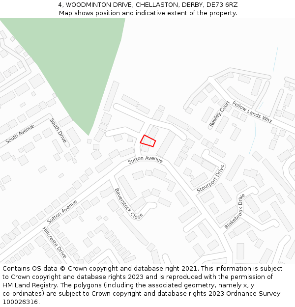 4, WOODMINTON DRIVE, CHELLASTON, DERBY, DE73 6RZ: Location map and indicative extent of plot