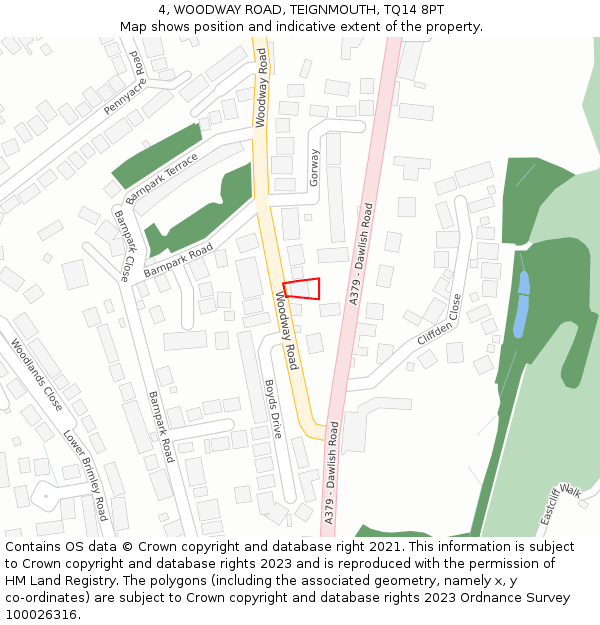 4, WOODWAY ROAD, TEIGNMOUTH, TQ14 8PT: Location map and indicative extent of plot