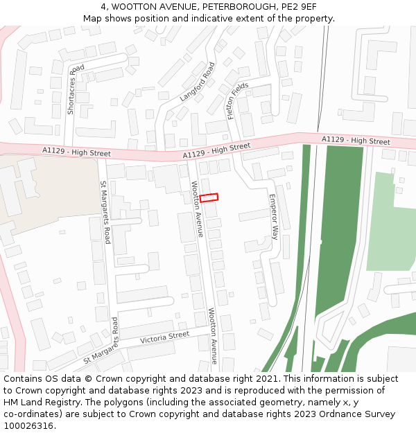 4, WOOTTON AVENUE, PETERBOROUGH, PE2 9EF: Location map and indicative extent of plot