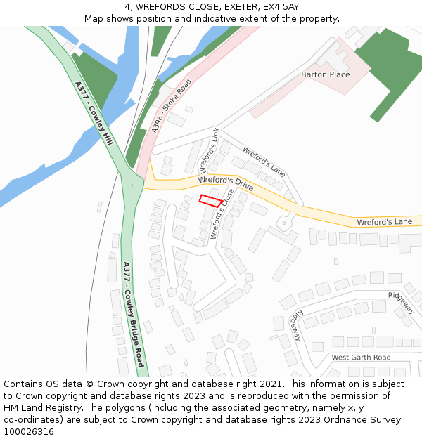 4, WREFORDS CLOSE, EXETER, EX4 5AY: Location map and indicative extent of plot