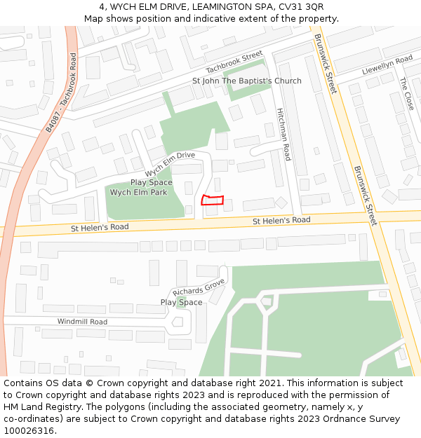 4, WYCH ELM DRIVE, LEAMINGTON SPA, CV31 3QR: Location map and indicative extent of plot