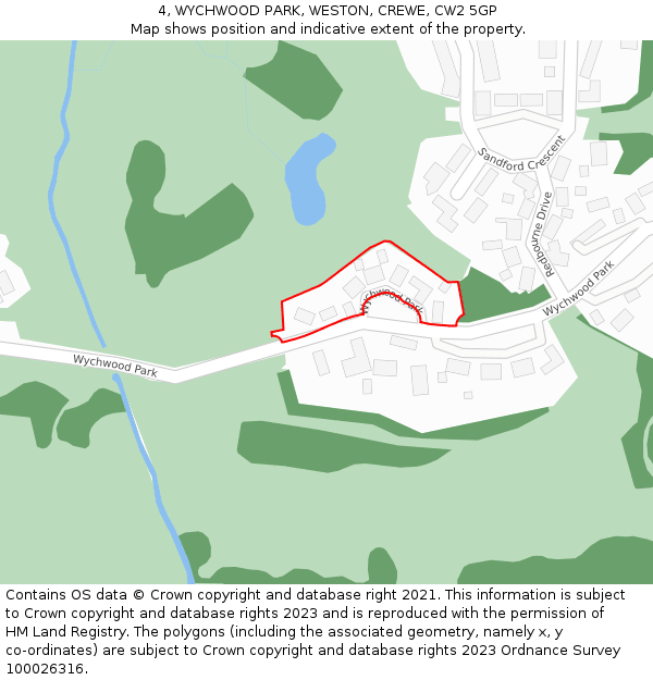 4, WYCHWOOD PARK, WESTON, CREWE, CW2 5GP: Location map and indicative extent of plot