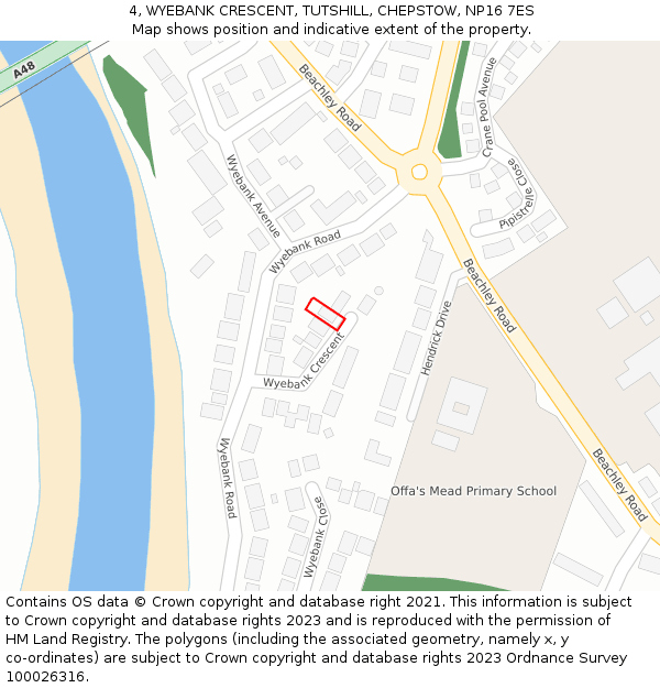 4, WYEBANK CRESCENT, TUTSHILL, CHEPSTOW, NP16 7ES: Location map and indicative extent of plot
