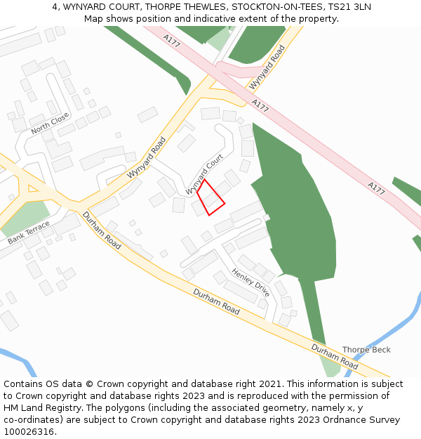 4, WYNYARD COURT, THORPE THEWLES, STOCKTON-ON-TEES, TS21 3LN: Location map and indicative extent of plot