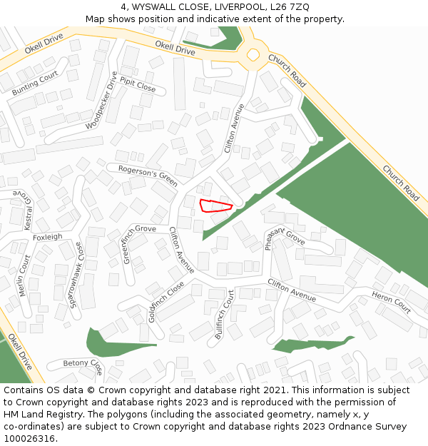4, WYSWALL CLOSE, LIVERPOOL, L26 7ZQ: Location map and indicative extent of plot