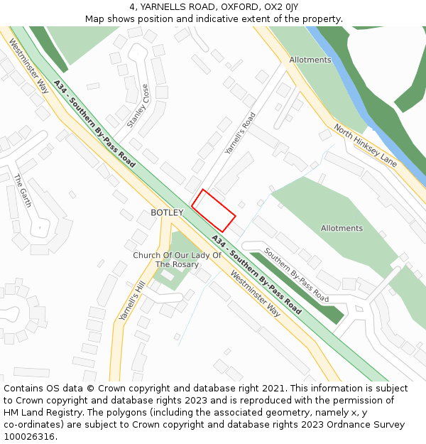 4, YARNELLS ROAD, OXFORD, OX2 0JY: Location map and indicative extent of plot