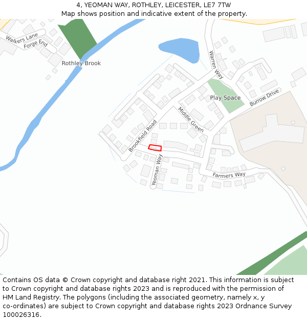 4, YEOMAN WAY, ROTHLEY, LEICESTER, LE7 7TW: Location map and indicative extent of plot