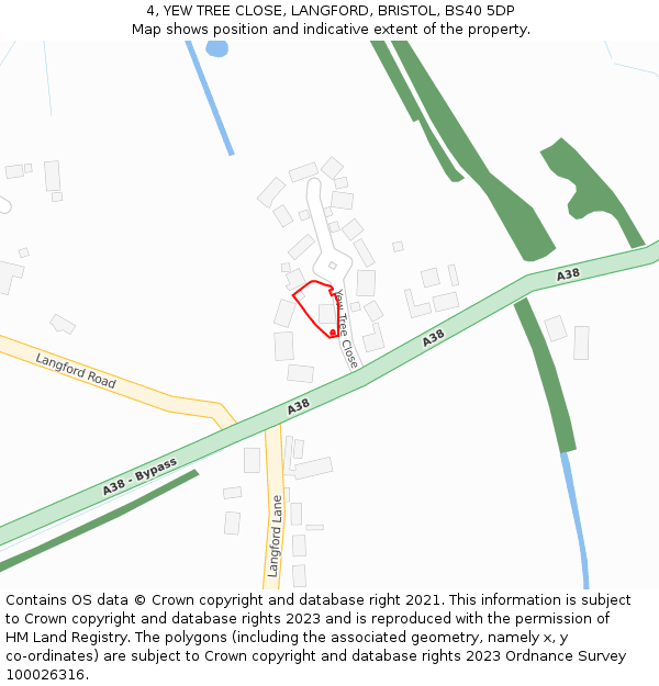 4, YEW TREE CLOSE, LANGFORD, BRISTOL, BS40 5DP: Location map and indicative extent of plot