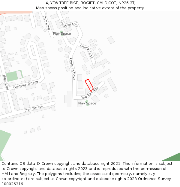 4, YEW TREE RISE, ROGIET, CALDICOT, NP26 3TJ: Location map and indicative extent of plot