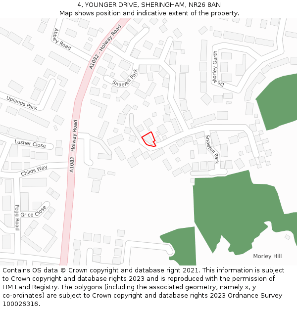 4, YOUNGER DRIVE, SHERINGHAM, NR26 8AN: Location map and indicative extent of plot