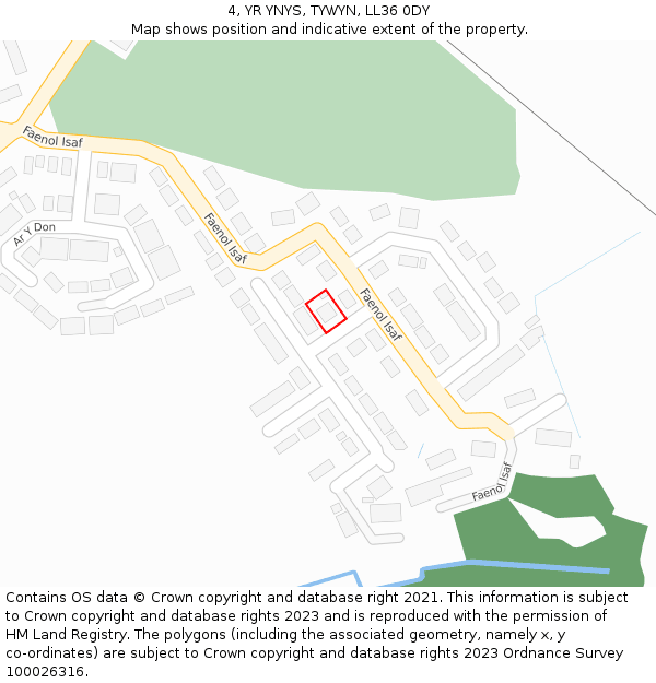 4, YR YNYS, TYWYN, LL36 0DY: Location map and indicative extent of plot