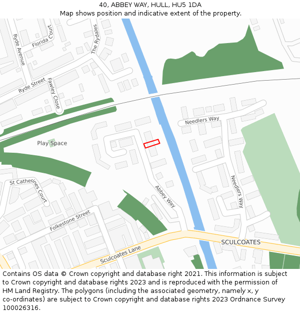 40, ABBEY WAY, HULL, HU5 1DA: Location map and indicative extent of plot