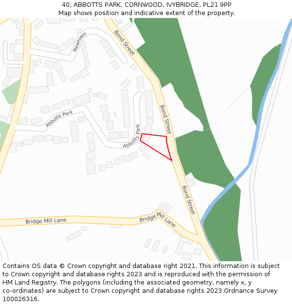 40, ABBOTTS PARK, CORNWOOD, IVYBRIDGE, PL21 9PP: Location map and indicative extent of plot