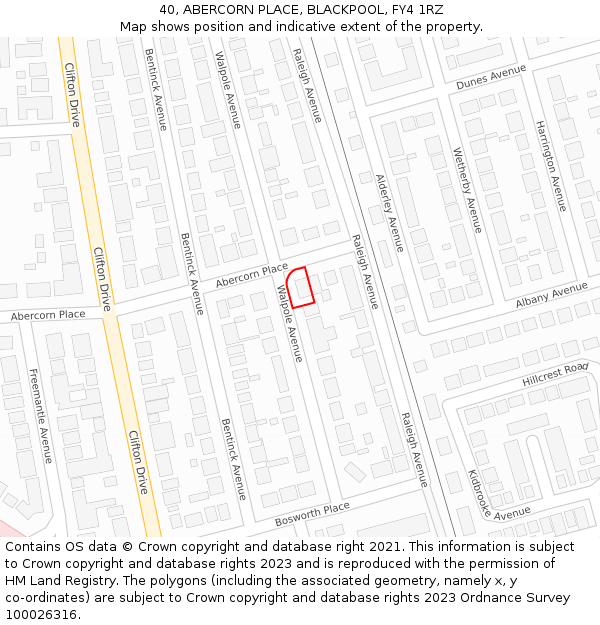 40, ABERCORN PLACE, BLACKPOOL, FY4 1RZ: Location map and indicative extent of plot