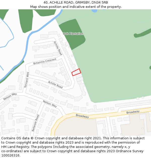 40, ACHILLE ROAD, GRIMSBY, DN34 5RB: Location map and indicative extent of plot