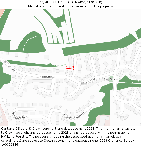 40, ALLERBURN LEA, ALNWICK, NE66 2NQ: Location map and indicative extent of plot