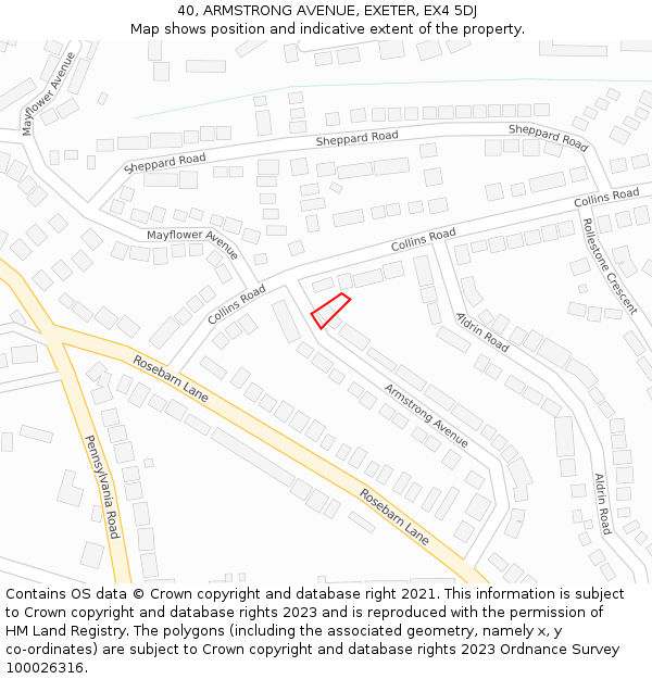 40, ARMSTRONG AVENUE, EXETER, EX4 5DJ: Location map and indicative extent of plot