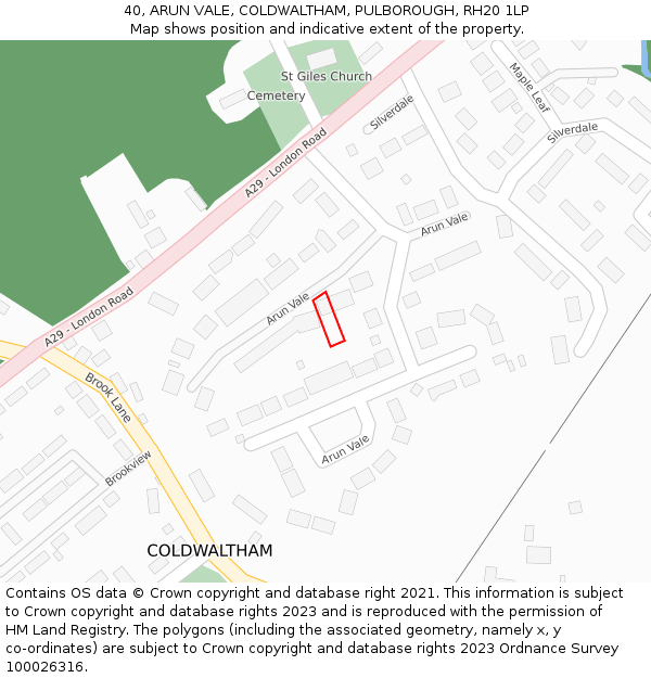 40, ARUN VALE, COLDWALTHAM, PULBOROUGH, RH20 1LP: Location map and indicative extent of plot