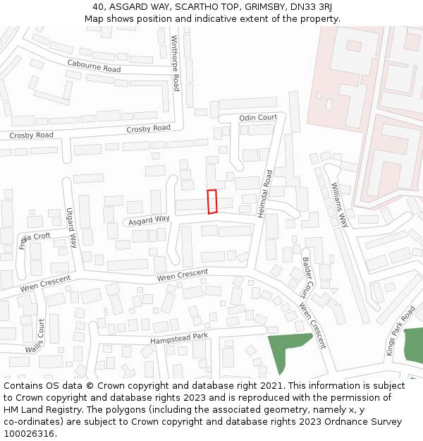 40, ASGARD WAY, SCARTHO TOP, GRIMSBY, DN33 3RJ: Location map and indicative extent of plot