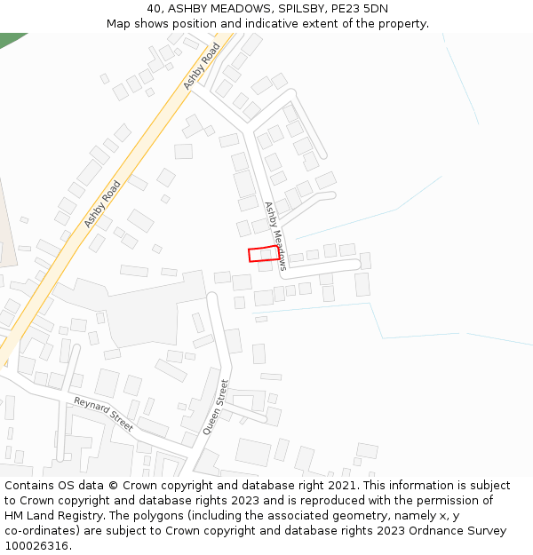 40, ASHBY MEADOWS, SPILSBY, PE23 5DN: Location map and indicative extent of plot