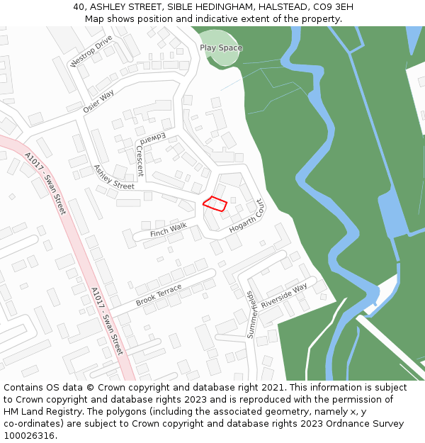 40, ASHLEY STREET, SIBLE HEDINGHAM, HALSTEAD, CO9 3EH: Location map and indicative extent of plot