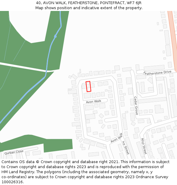 40, AVON WALK, FEATHERSTONE, PONTEFRACT, WF7 6JR: Location map and indicative extent of plot