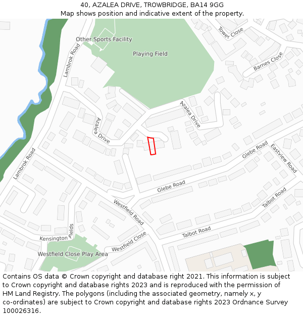 40, AZALEA DRIVE, TROWBRIDGE, BA14 9GG: Location map and indicative extent of plot
