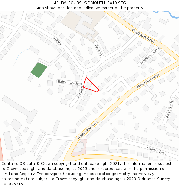 40, BALFOURS, SIDMOUTH, EX10 9EG: Location map and indicative extent of plot