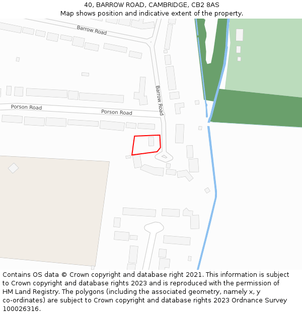 40, BARROW ROAD, CAMBRIDGE, CB2 8AS: Location map and indicative extent of plot