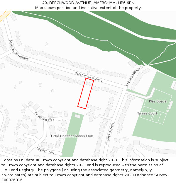 40, BEECHWOOD AVENUE, AMERSHAM, HP6 6PN: Location map and indicative extent of plot